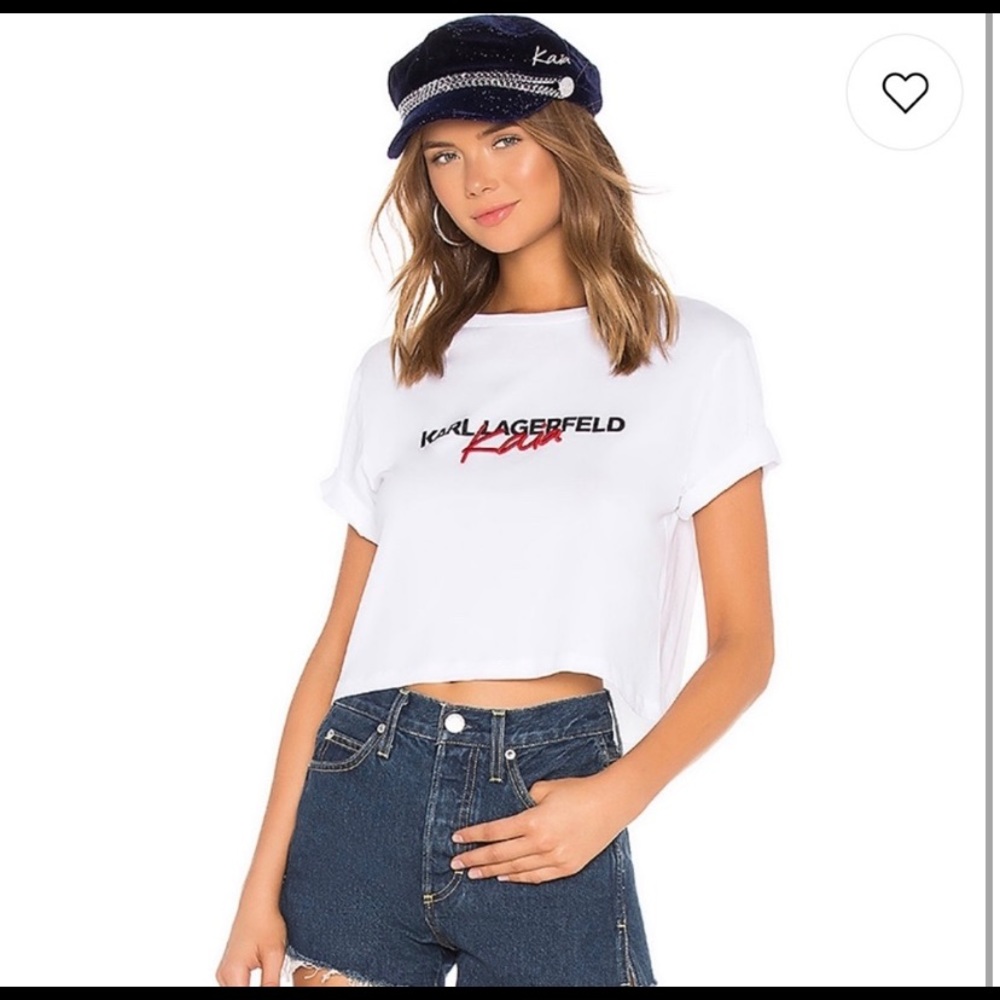 New Karl Lagerfeld x Kaia Gerber Cropped Tee-Red